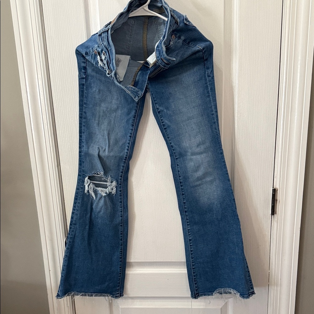 American Eagle Outfitters Distressed Blue Jeans- Flare leg